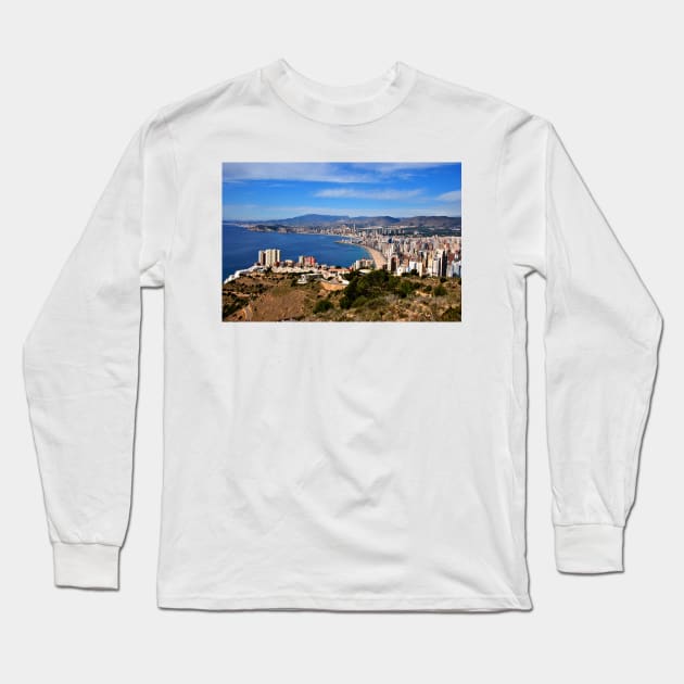 Benidorm Skyline Cityscape Costa Blanca Spain Long Sleeve T-Shirt by Andy Evans Photos